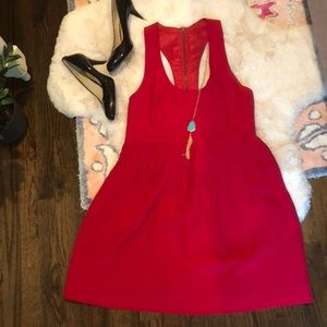 Annie Griffin red silk dress with exposed zipper